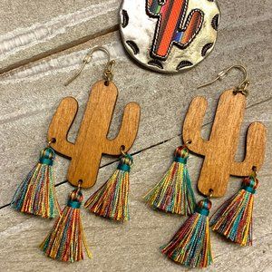 Multicolored Cactus Tassel Earrings